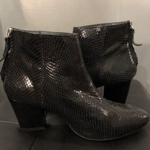 Black Reptile Print Zara Leather Boots Size 40